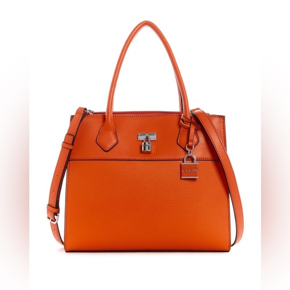 New GUESS Leerá Satchel In Orange - Picture 1 of 8